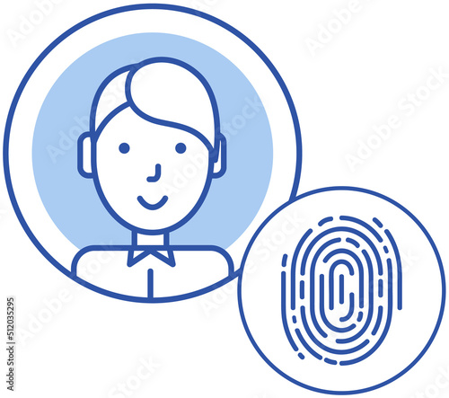 Personal data protection with biometric technologies and personal identification. Authorization to account, user profile concept. Login with fingerprint, authentication in application or program