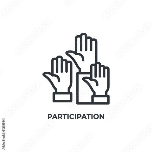 participation line icon. linear style sign for mobile concept and web design. Outline vector icon. Symbol, logo illustration. Vector graphics