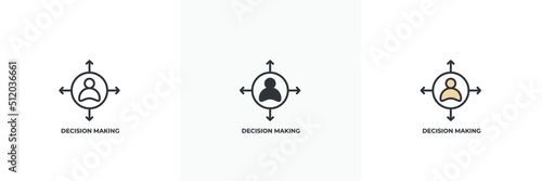 decision making icon. Line, solid and filled outline colorful version, outline and filled vector sign. Idea Symbol, logo illustration. Vector graphics
