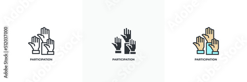 participation icon. Line, solid and filled outline colorful version, outline and filled vector sign. Idea Symbol, logo illustration. Vector graphics photo