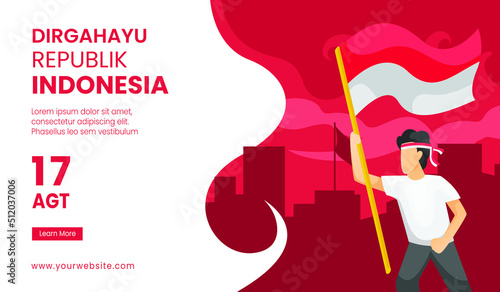 Indonesia independence day with traditional games. 77 tahun dirgahayu indonesia translates to 77 years celebrating Indonesia independence day. Indonesian independence banner