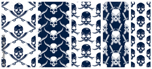 Black skulls seamless vecto...