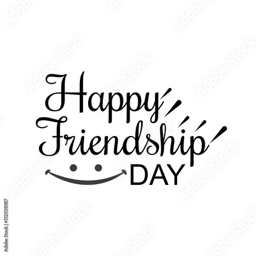 Happy friendship day handwritten lettering. Vector calligraphy with heart brush texture on white background. Vector illustration template design.