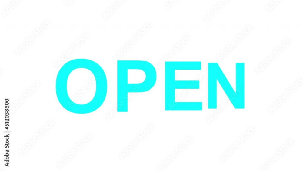 simple animation with word open on white simple animation with word open on white