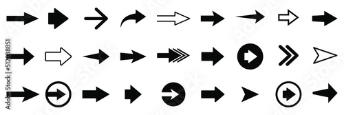 Print op canvas Set of vector arrow icons. Collection of pointers.