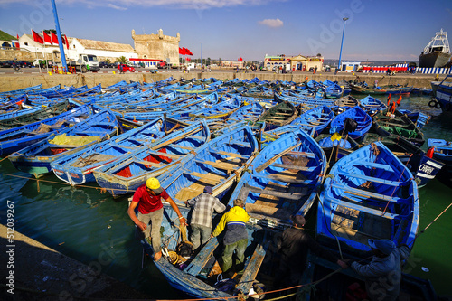 Enbarcaciones de pesca.Puerto de Essaouira (mogador). Costa Atlantica. Marruecos. Magreb. Africa.
