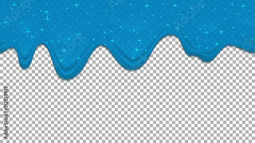 Blue dripping slime on transparent background