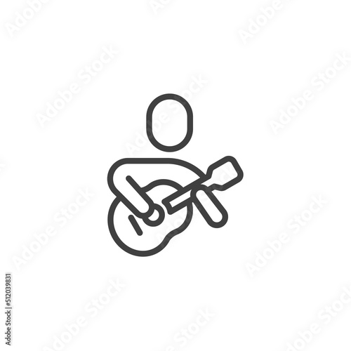Playing guitar line icon