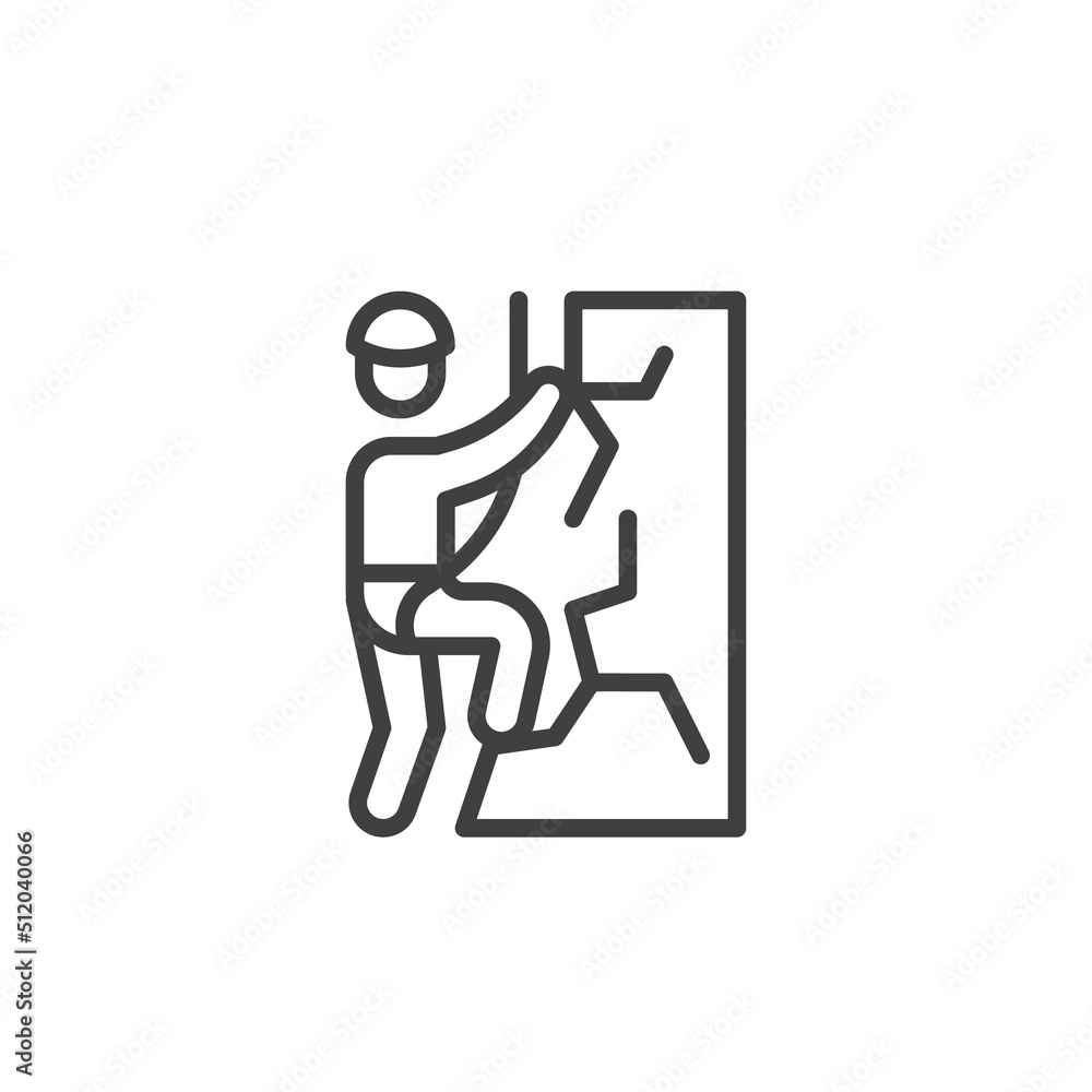 Rock climbing line icon Rock climbing line icon