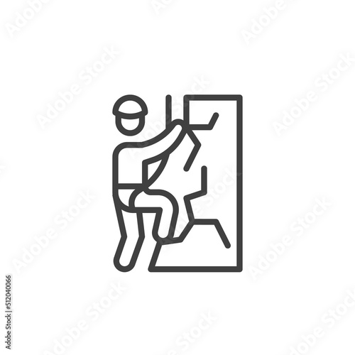 Rock climbing line icon
