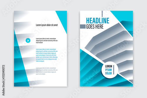 Business brochure with office building structure vector template, front and back pages, modern flyer leaflet or annual report, cover or presentation A4 format corporate trendy style.