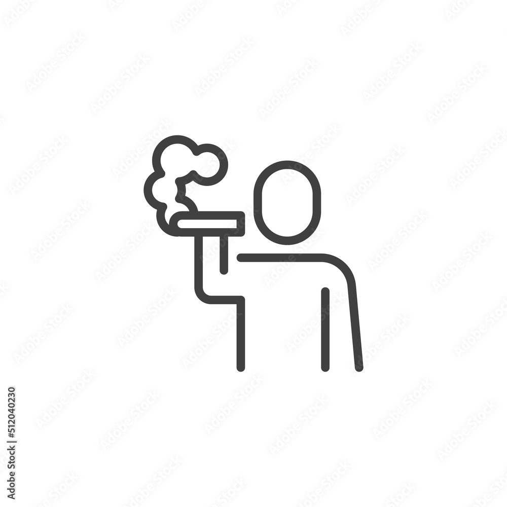 Man smoking a cigarette line icon Man smoking a cigarette line icon