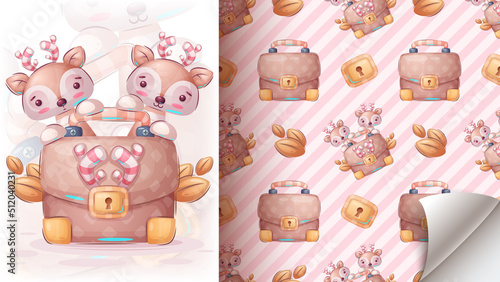 Deer with diplomat seamless pattern