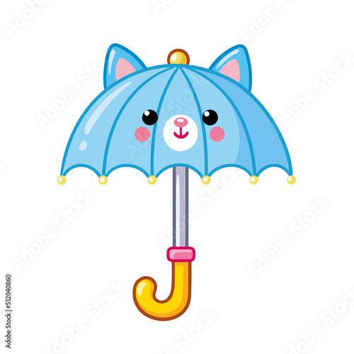 Cute umbrella with a face. Vector illustration in cartoon style on a children's theme.