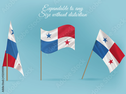 National flag of Panama vector.Waving flag of Panama from different angle