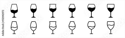 wine glass with water icons, symbol, vector illustration