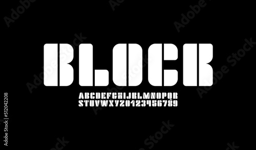 Abstract font, thick alphabet, bold letters and numbers, vector illustration 10eps