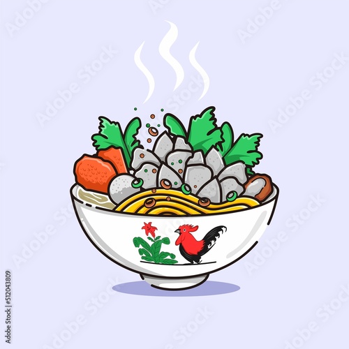 Indonesian famous food Bakso vector illustration