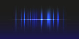 Vector abstract sound wave. Voice digital waveform. Music volume. Blue neon sound wave on dark background.