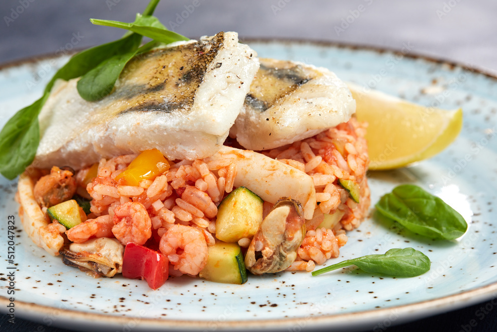 white fish with rice and vegetables white fish with rice and vegetables