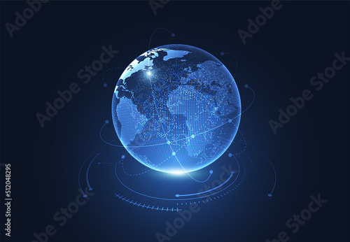 Global network connection. World map point and line composition concept of global business. Vector Illustration