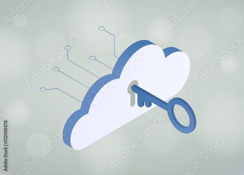 Bring Your Own Key Encryption concept. BYOK or BYOE cloud computing security marketing model vector illustration photo