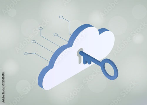 Bring Your Own Key Encryption concept. BYOK or BYOE cloud computing security marketing model vector illustration