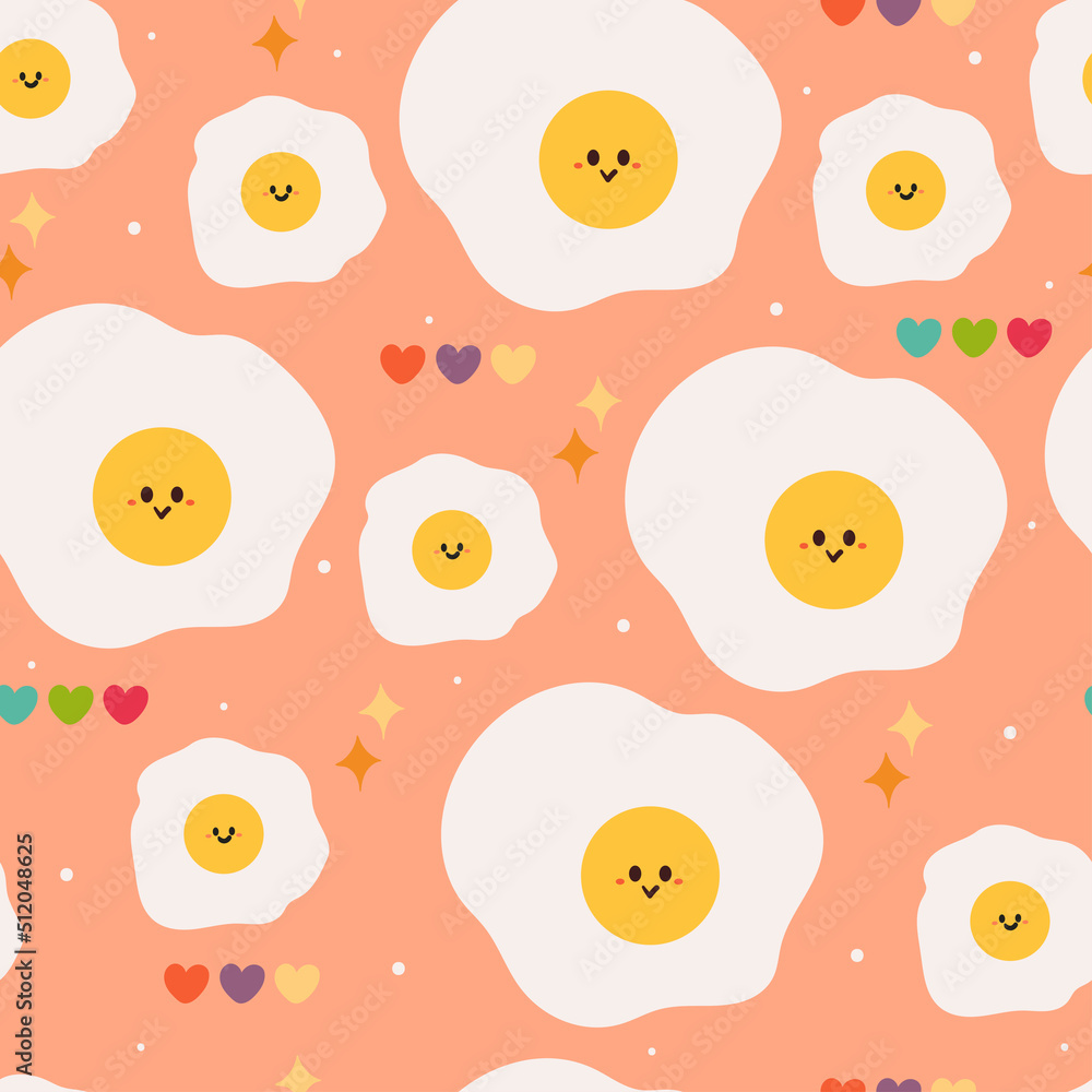 Fototapeta premium seamless pattern cartoon egg character. cute wallpaper for textile, gift wrap paper