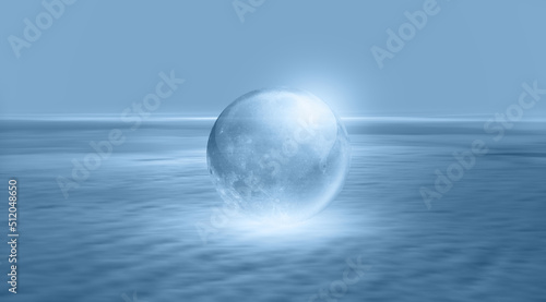 Fototapeta Naklejka Na Ścianę i Meble -  Night sky with crystal full moon over the clouds 