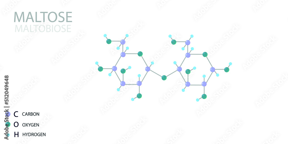  Maltose molecular skeletal 3D chemical formula.	