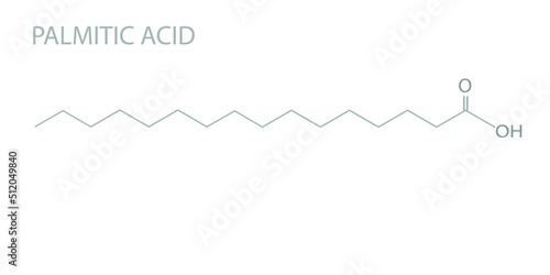Palmitic acid molecular skeletal chemical formula. 
