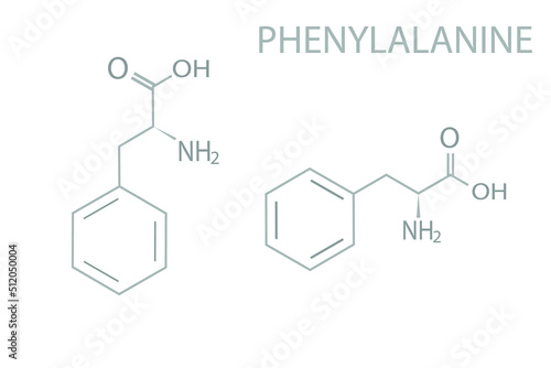 Phenylalanine molecular skeletal chemical formula. 