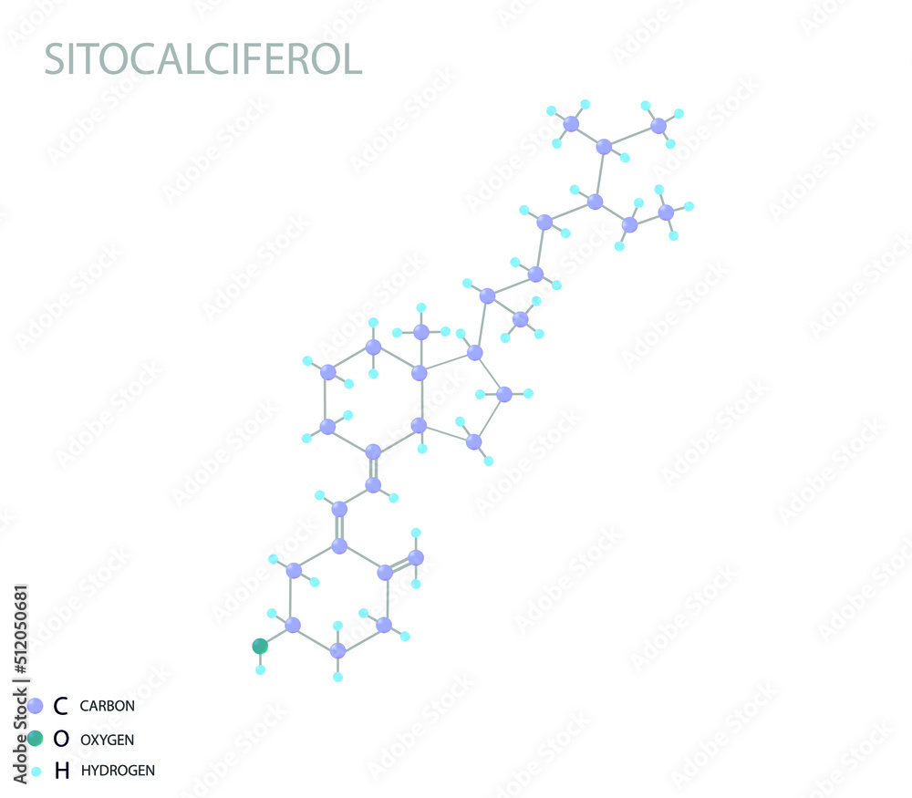 Sitocalciferol molecular skeletal 3D chemical formula.	