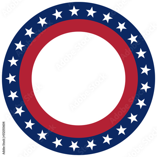 Round frame American flag. Independence day USA concept. Circle red blue. Vector Illustration.