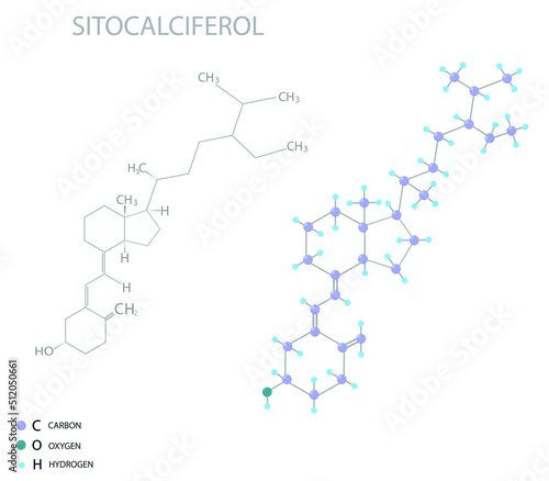  Sitocalciferol molecular skeletal 3D chemical formula. 