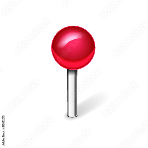 Red pin isolated on a white background