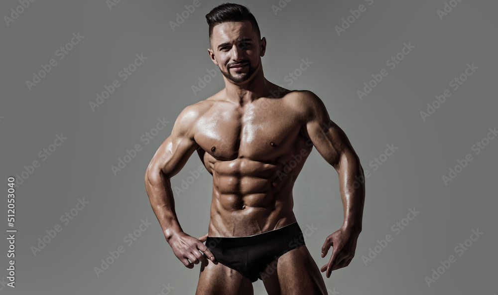 Sexy man with muscular body and bare torso. Muscular shirtless man ...