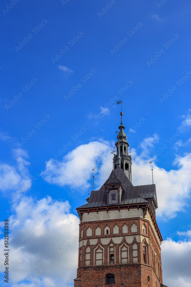 Medieval tower against the sky in Danzig, Poland Medieval tower against the sky in Danzig, Poland