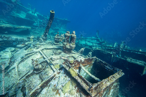 Remains of the Kinsei Maru shipwreck on the northeast side of the Silver Bank, Dominican Republic, Greater Antilles photo