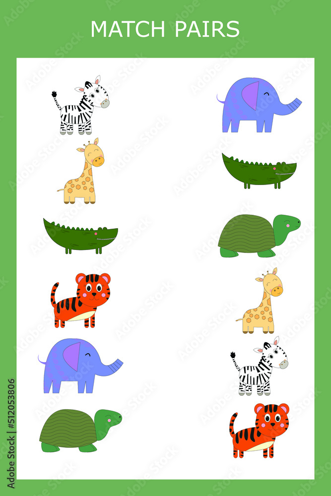 Find a pair between animals. Preschool worksheet, worksheet for kids ...