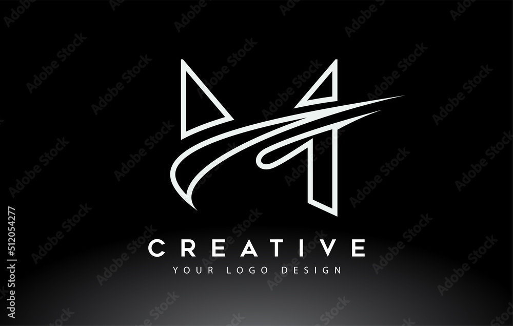 Creative M Letter Logo Design with Swoosh Icon Vector.
