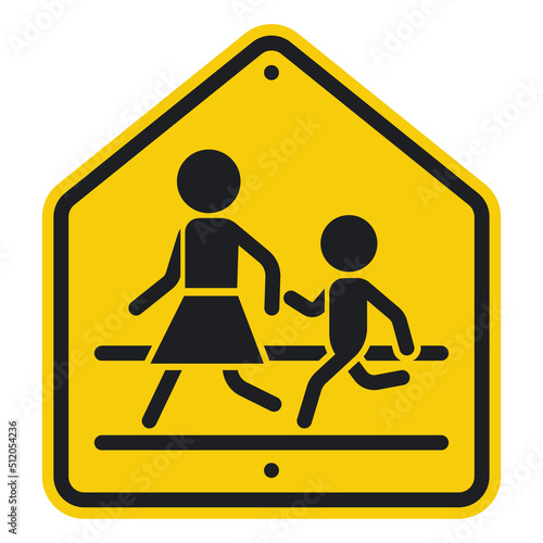 School crossing sign vector illustration isolated on a white background.