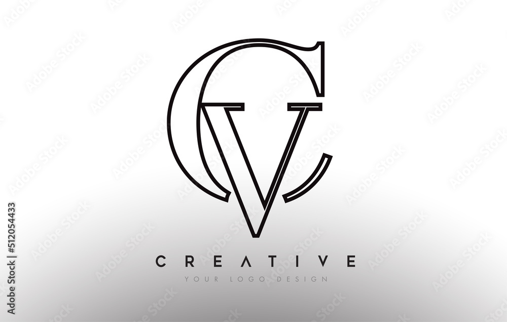 Obraz premium VC letter design logo logotype icon concept with serif font and classic elegant style look vector illustration.