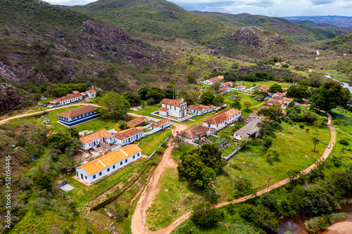 Aerial of the old textile factory Biribiri near Diamantina, Minas Gerais, Brazil photo