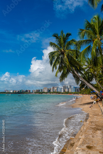 Palm fringed beach, Maceio, Alagoas, Brazil photo