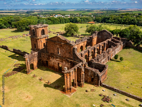 Aerial of the Ruins of Sao Miguel das Missoes, UNESCO World Heritage Site, Rio Grande do Sul, Brazil photo