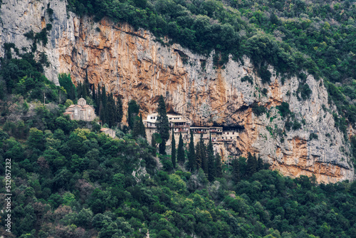 Greek Orthodox Monastery of St. John the Baptist, Moni Timiou Prodromou, built on a rock in Stemnitsa, Arcadia, Peloponnese, Greece