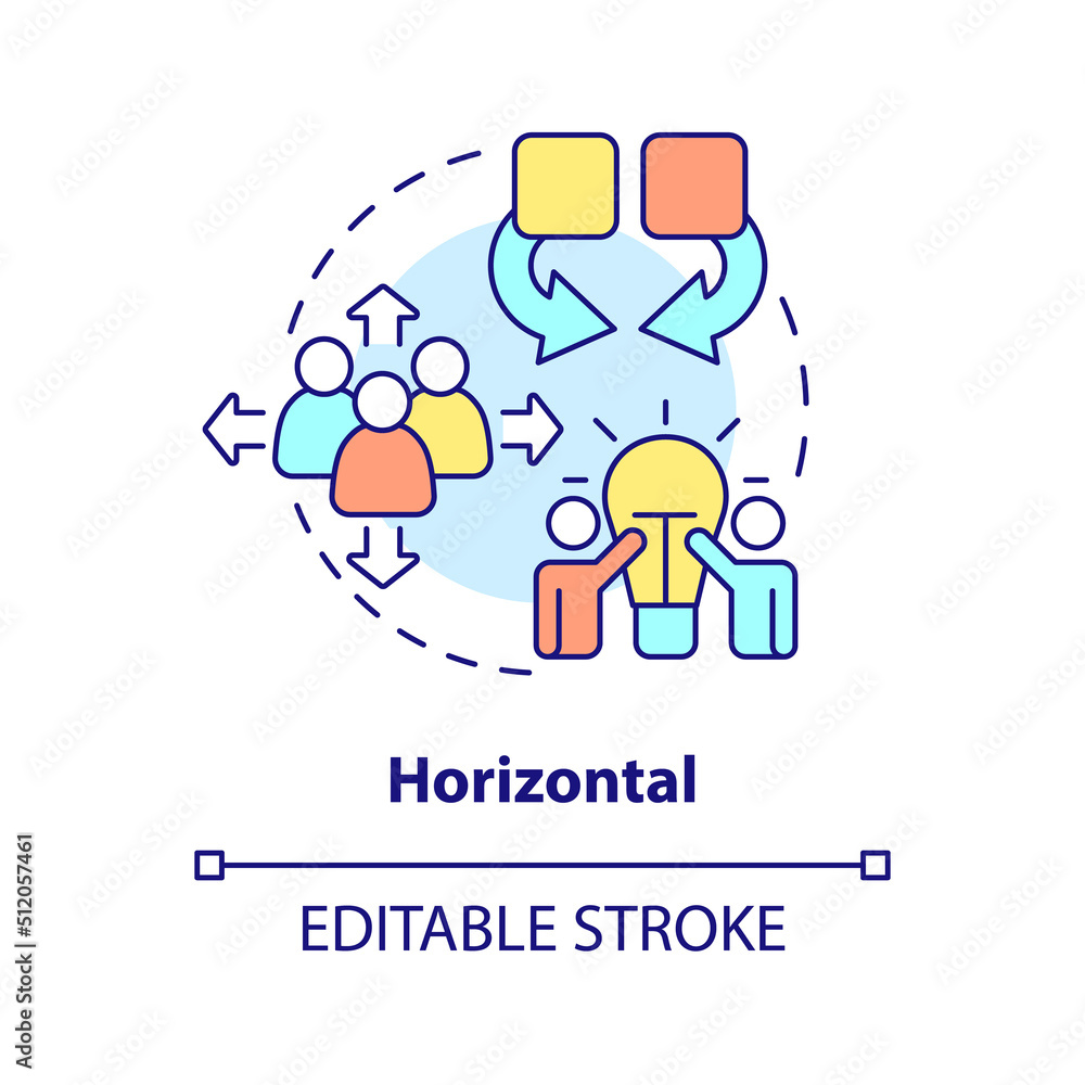Horizontal business merger concept icon. Same industries. Type of merger abstract idea thin line illustration. Isolated outline drawing. Editable stroke. Arial, Myriad Pro-Bold fonts used