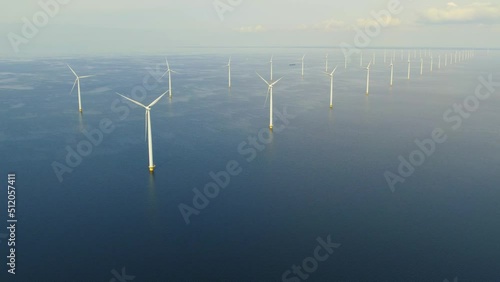 Wallpaper Mural Aerial view of wind turbines in Netherlands. Working offshore wind farm. Concept: power plant, climate change, sustainable resources, global warming, renewable energy source Torontodigital.ca