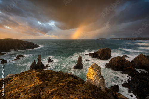 The Mangersta sea stacks on the Isle of Lewis, Outer Hebrides, Scotland photo